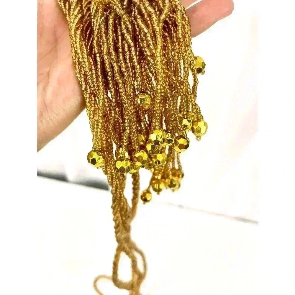 VTG Golden Yellow Mini Seed Bead Tassels - 2 Pc 60
